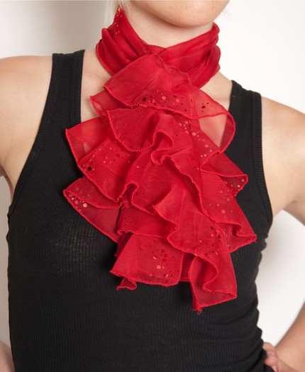 Red Sparkle Dots Ruffle Scarf by CobarCollection 